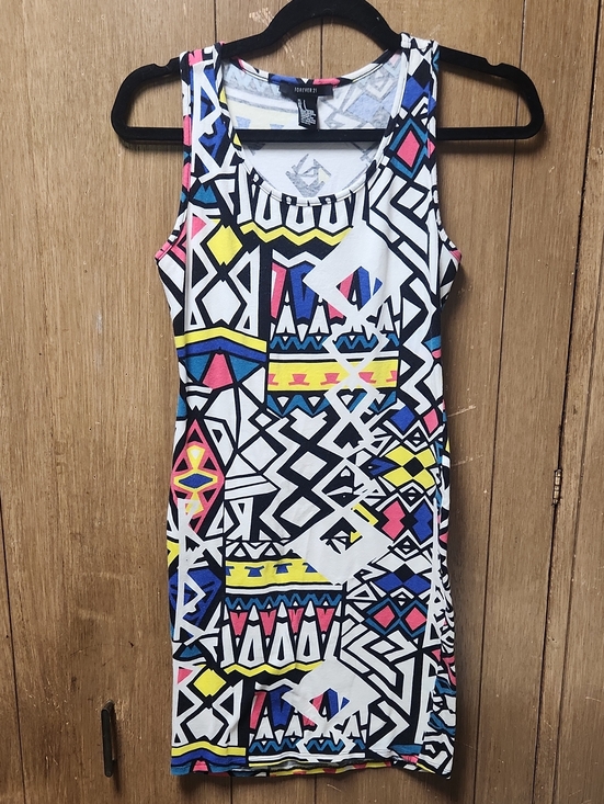 Forever 21 Dresses & Skirts - Forever 21 White Multicolor Geo Print Tank Dress